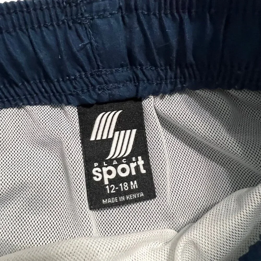 Children's Place Sport 12-18m Blue Shark Swim Trunks & Rashguard Set